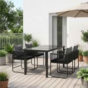 vidaXL Trädgårdsmöbelset 5 pcs Svart och Anthracit 140 x 80 x 73 cm