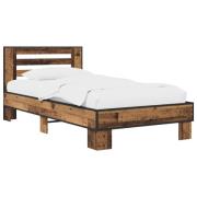 vidaXL Sängram med huvudgavel Gammalt trä 80 x 200 cm Konstruerat trä
