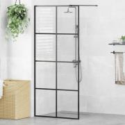 vidaXL Duschvägg med klart ESG-glas 90x195 cm svart