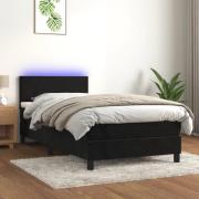 vidaXL Resårsäng med madrass och LED svart 80x200 cm sammet