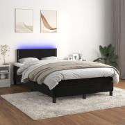 vidaXL Resårsäng med madrass och LED svart 120x200 cm sammet