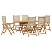 vidaXL Trädgårdsmöbelset 7 pcs Beige Massivt Akaciaträ