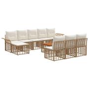vidaXL Utomhussoffset 11 pcs Naturlig och Creamvit Polyester