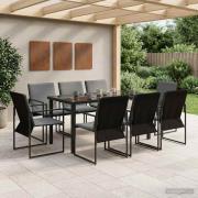 vidaXL Trädgårdsmöbelset 9 pcs Svart och Anthracit 160 x 80 x 73 cm
