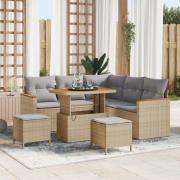 vidaXL Trädgårdsoffset 8 pcs Beige konstrotting