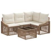 vidaXL Trädgårdsoffset 5 pcs Beige konstrotting