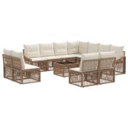 vidaXL Trädgårdsoffset 12 pcs Beige konstrotting