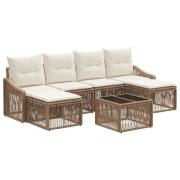 vidaXL Trädgårdsoffset 7 pcs Beige konstrotting