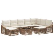 vidaXL Trädgårdsoffset 10 pcs Beige konstrotting