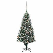 vidaXL Konstgjord julgran med LED och bollset och kottar 180 cm