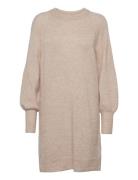 Selected Femme Slflulu Ls Knit Dress O-Neck B Noos Beige