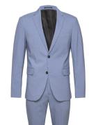 Lindbergh Plain Mens Suit - Normal Lenght Blå