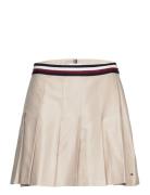 Tommy Hilfiger Global Stp Pleated Short Skirt Beige