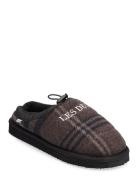 Les Deux Trey Wool Check Slipper Brun