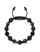 Nialaya Men's Beaded Bracelet With Black Cz Diamond, Lava St , Mat Sva...