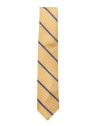 AN IVY Yellow Blue Single Stripes Silk Tie Gul