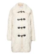 Mango Faux-Fur Midi Coat Vit