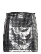 Mango Sequin Miniskirt Silver