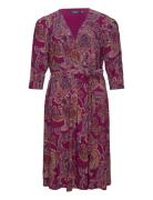 Lauren Women Paisley Surplice Jersey Dress Burgundy