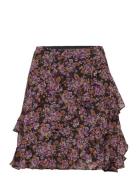 Lauren Ralph Lauren Floral Ruffle-Trim Georgette Skirt Lila