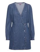 Tommy Jeans Tjw Chambray Wrap Dress Blå