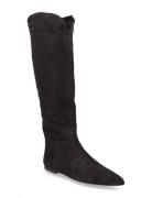 Polo Ralph Lauren Suede Knee-High Flat Boot Svart