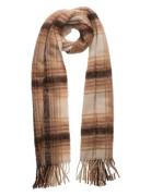 Polo Ralph Lauren Plaid Fringe-Trim Wool-Blend Scarf Brun