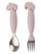 Easy-Grip Spoon And Fork Set Deer Friends Powder Home Meal Time Cutler...