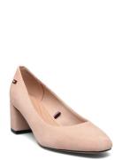 Tommy Hilfiger Th Suede Mid Heel Block Pump Rosa