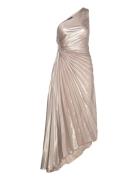 Mango Asymmetrical Pleated Dress Silver