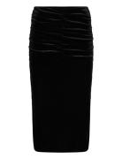 Vila Vivelida Hw Midi Velvet Skirt/Su Svart