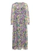 Mango Textured Floral-Pattern Dress Lila