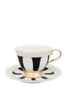 Cup With Saucer - Strisce Nero Home Tableware Cups & Mugs Tea Cups Mul...