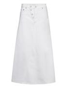 Ganni White Denim Double Fly Maxi Skirt Vit