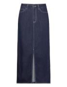 Object Objlea Mw Denim Long Skirt 129 Blå