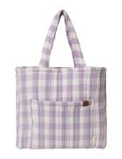 Fabelab Quilted Tote Bag - Lilac Checks Lila