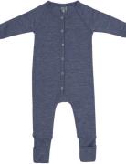 Smallstuff Night Suit, Denim Melange Drop Needle, Merino Wool Blå