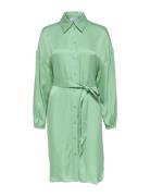 Selected Femme Slfirene-Tonia Ls Cupro Shirt Dress B Grön
