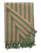 Throw, Stripe Home Textiles Cushions & Blankets Blankets & Throws Gree...