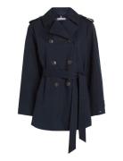 Tommy Hilfiger Cotton Short Trench Marinblå