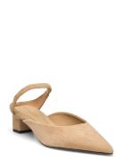 Tommy Hilfiger Th Pointy Mid Heel Leather Mule Beige