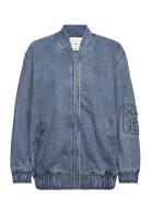 Mango Denim Bomber Jacket Blå