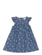 Minymo Dress Ss Aop Chambray Blå