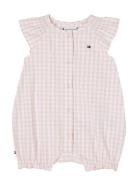 Tommy Hilfiger Baby Ruffle Gingham Shortall Rosa