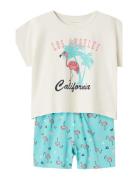 Name It Nkfnightset Cap Pool Blue Flamingo Noos Vit