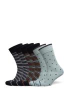 TOPECO Socks 6-P, Bamboo, Multi Stripes Blå