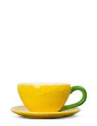 Cup And Plate Lemon Home Tableware Cups & Mugs Coffee Cups Yellow Byon