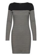 Lauren Ralph Lauren Striped Cotton Boatneck Dress Svart