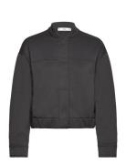 Mango Bomber Jacket Decorative Seams Svart