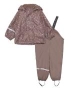 CeLaVi Rainwear Set -Aop, W.fleece Rosa